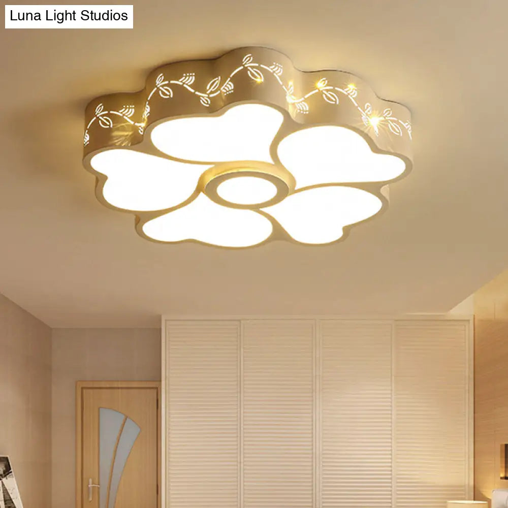 DecorBites™ Art Deco Flush Mount Kid's Bedroom Ceiling Light in White Acrylic