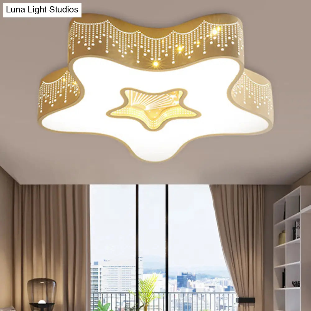 DecorBites™ Art Deco Flush Mount Kid's Bedroom Ceiling Light in White Acrylic