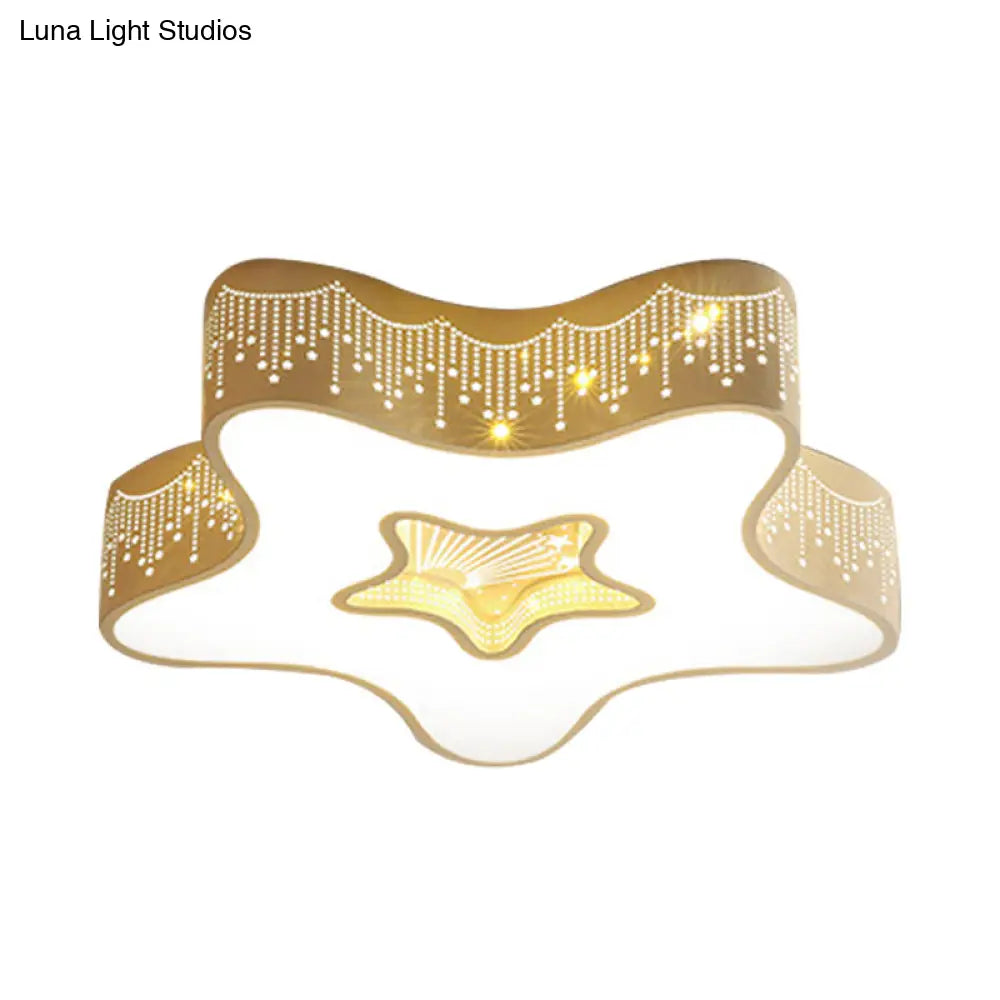 DecorBites™ Art Deco Flush Mount Kid's Bedroom Ceiling Light in White Acrylic