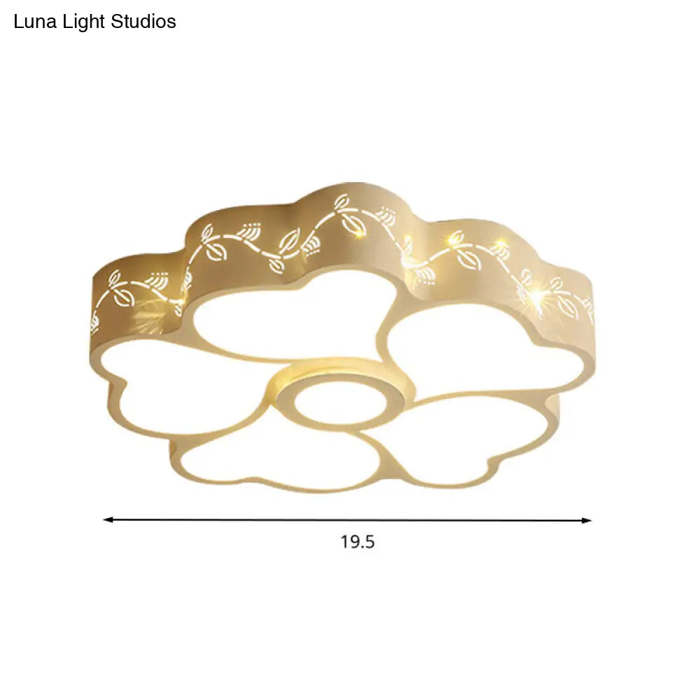 DecorBites™ Art Deco Flush Mount Kid's Bedroom Ceiling Light in White Acrylic