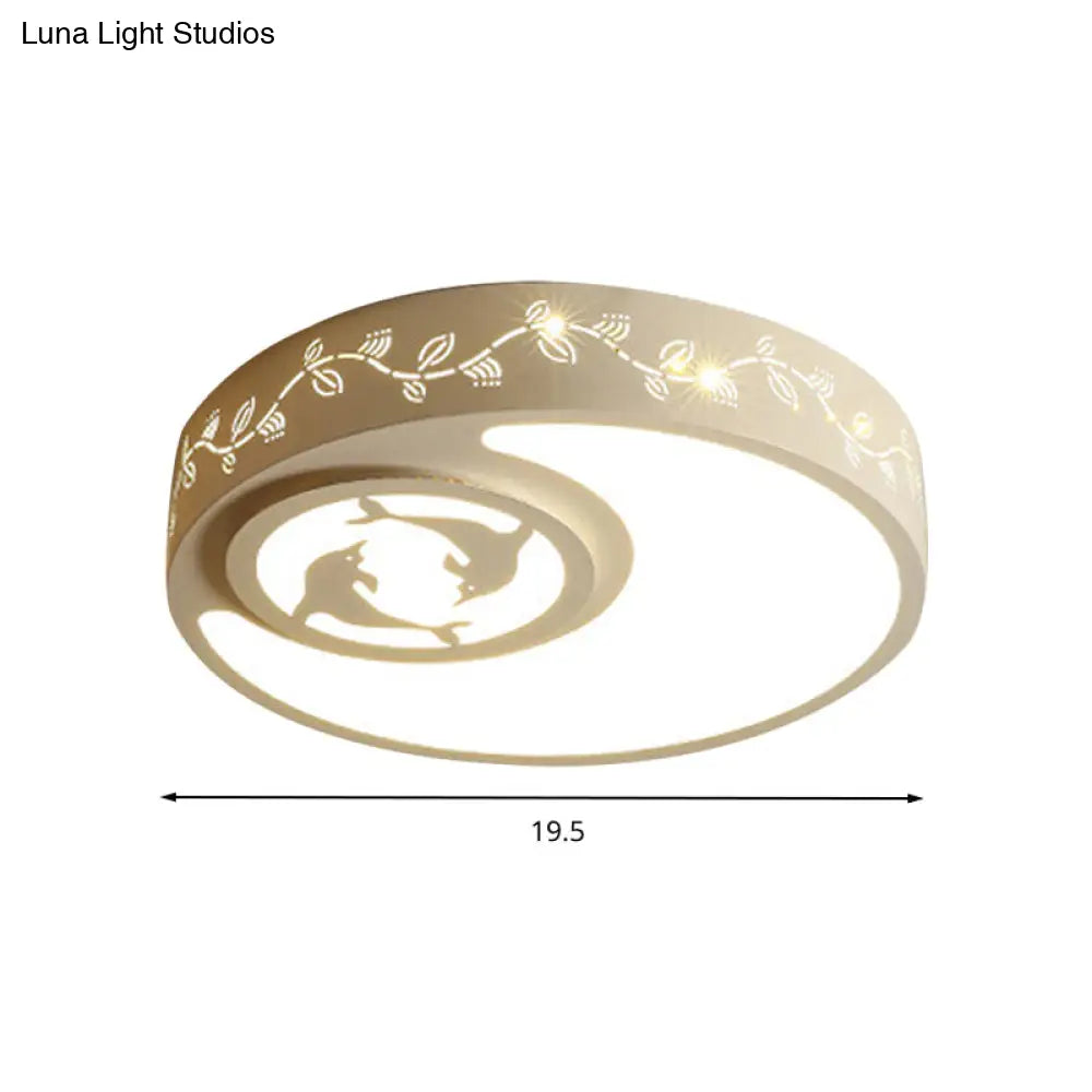 DecorBites™ Art Deco Flush Mount Kid's Bedroom Ceiling Light in White Acrylic