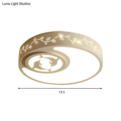 DecorBites™ Art Deco Flush Mount Kid's Bedroom Ceiling Light in White Acrylic