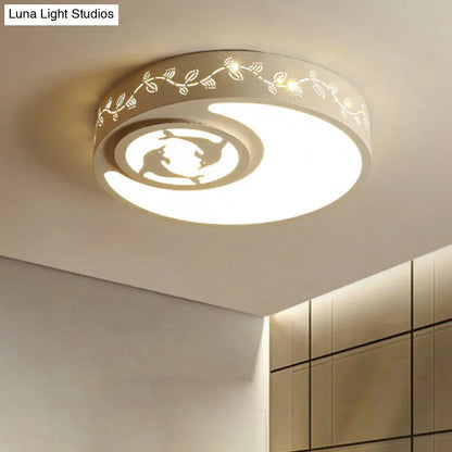 DecorBites™ Art Deco Flush Mount Kid's Bedroom Ceiling Light in White Acrylic