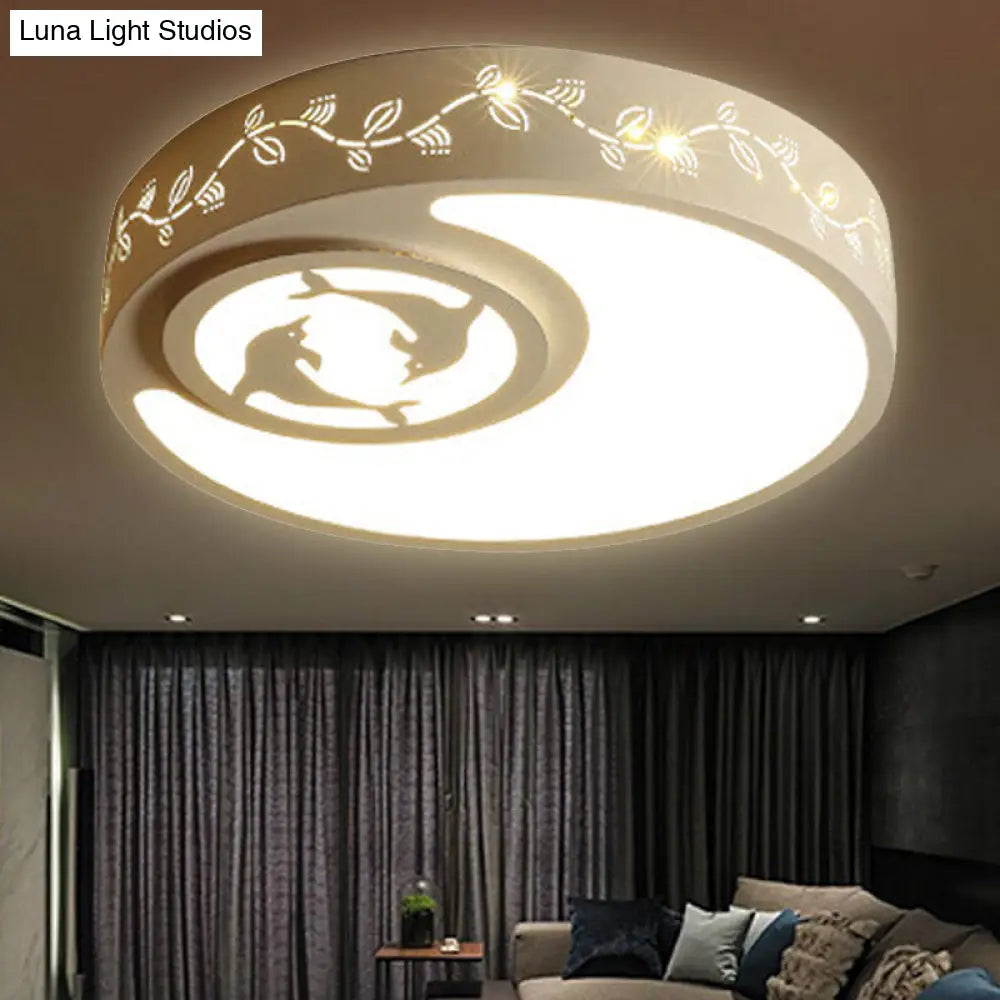 DecorBites™ Art Deco Flush Mount Kid's Bedroom Ceiling Light in White Acrylic