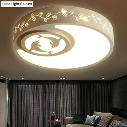 DecorBites™ Art Deco Flush Mount Kid's Bedroom Ceiling Light in White Acrylic