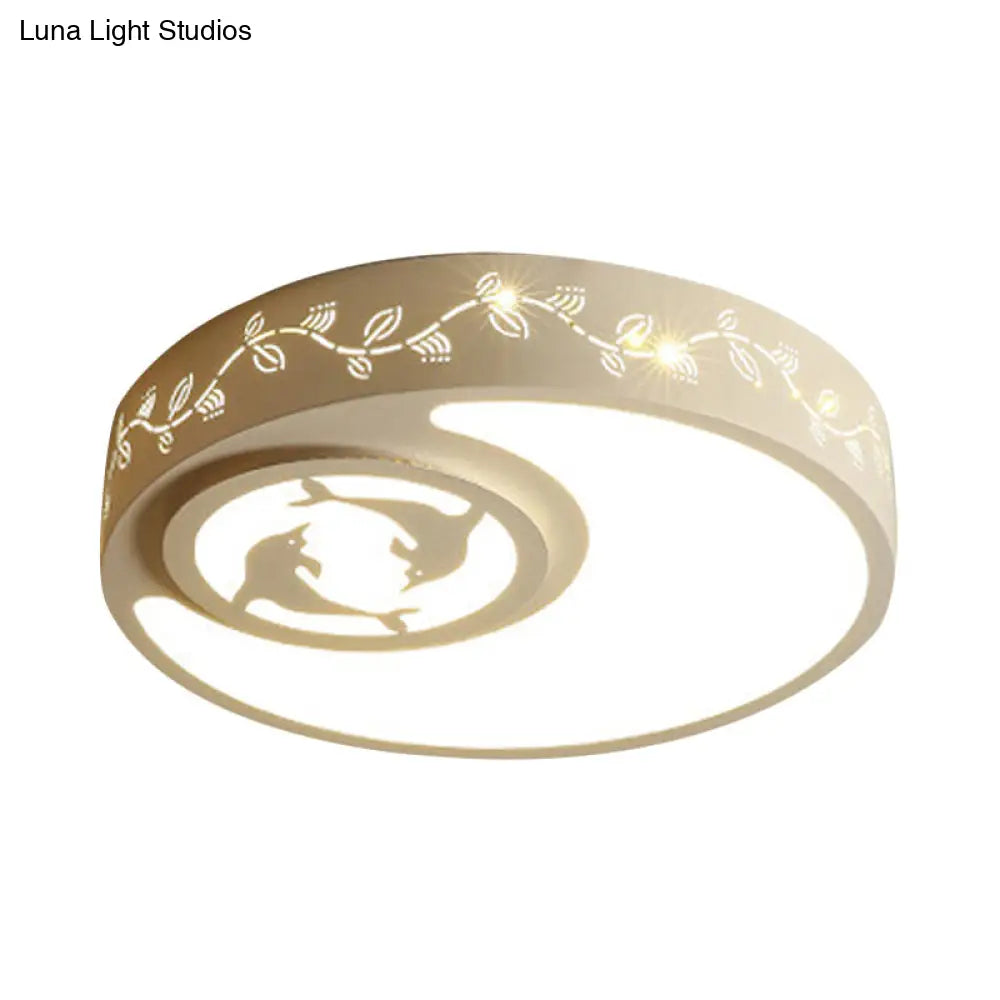 DecorBites™ Art Deco Flush Mount Kid's Bedroom Ceiling Light in White Acrylic