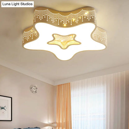 DecorBites™ Art Deco Flush Mount Kid's Bedroom Ceiling Light in White Acrylic