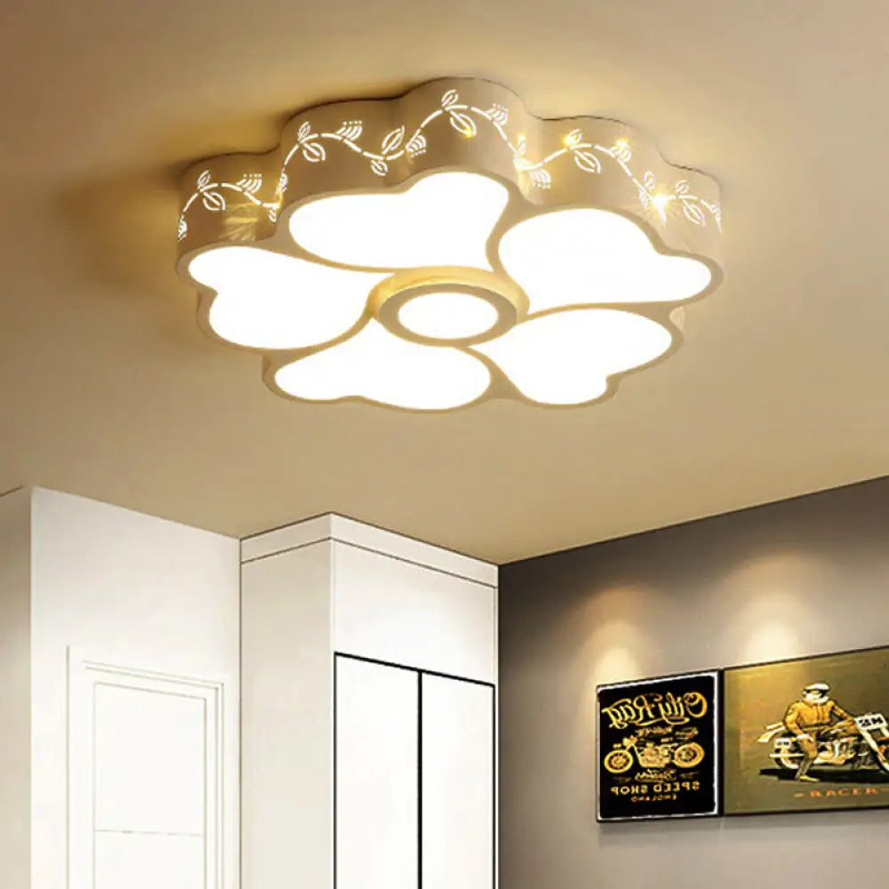 DecorBites™ Art Deco Flush Mount Kid's Bedroom Ceiling Light in White Acrylic