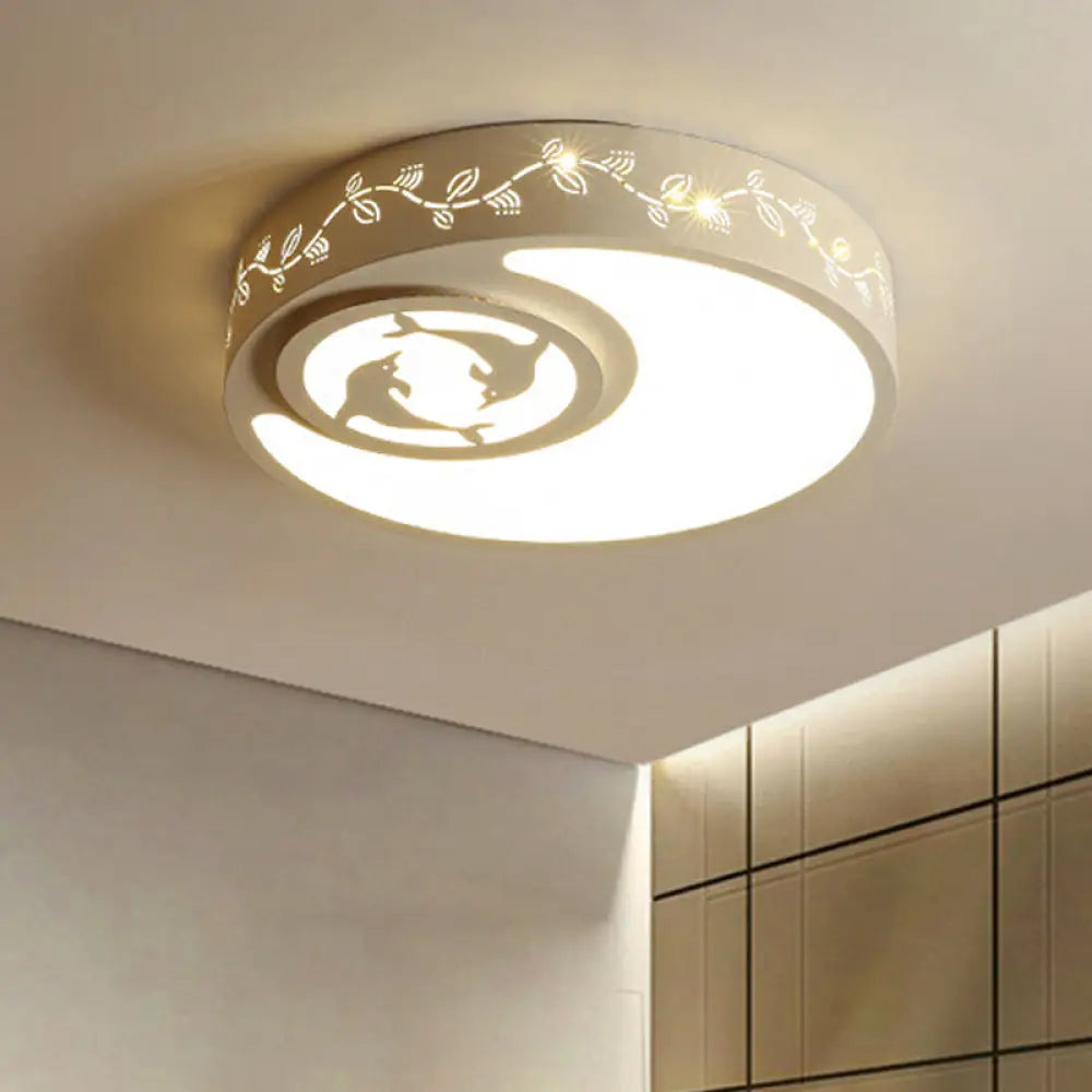DecorBites™ Art Deco Flush Mount Kid's Bedroom Ceiling Light in White Acrylic