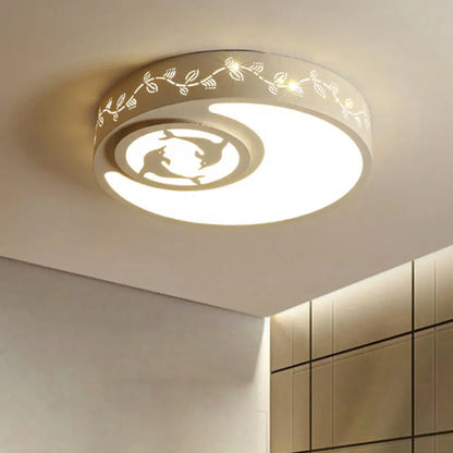 DecorBites™ Art Deco Flush Mount Kid's Bedroom Ceiling Light in White Acrylic