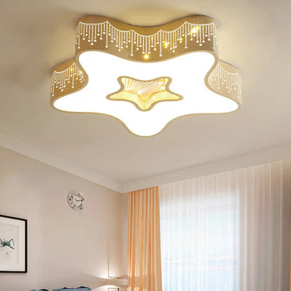 DecorBites™ Art Deco Flush Mount Kid's Bedroom Ceiling Light in White Acrylic