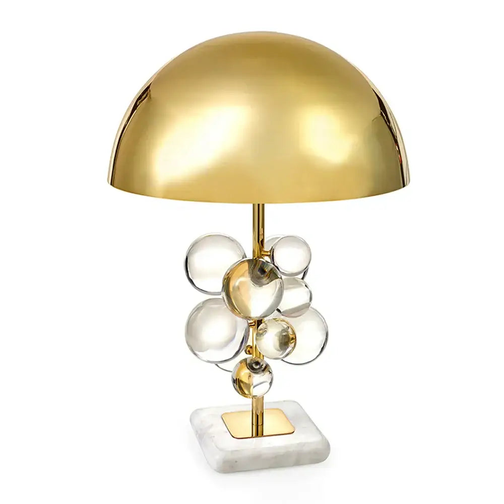 Art deco gold and crystal bubble led desk lamp with clear glass bubbles and marble base for decorbites crystal bubble decor