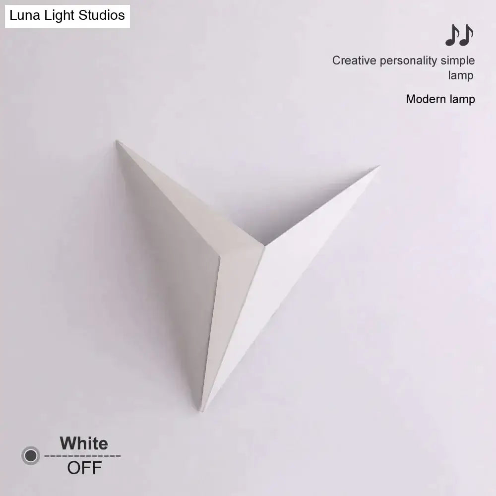 White geometric wall light with minimalist triangular design for bedroom diamond shape modern wall light