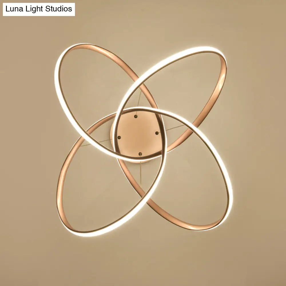 Lámpara de techo LED Art Déco dorada con motivos florales - Elegante lámpara colgante de metal para el comedor