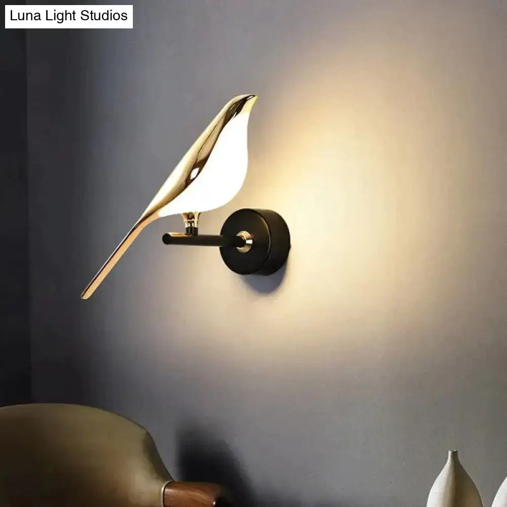Art deco gold swan wall lamp with crystal featuring a gold-toned bird design and warm glow for bedroom bedside wall use