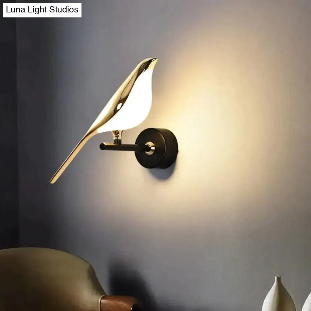 Art deco gold swan wall lamp with crystal and warm glow for bedroom bedside wall with minimalist design