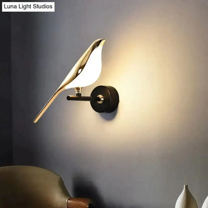 Art deco gold swan wall lamp with crystal and warm glow for bedroom bedside wall with minimalist design