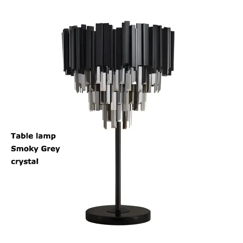 Black floor lamp with tiered smoky grey crystal rods from decorbites crystal marble led collection for living room decor