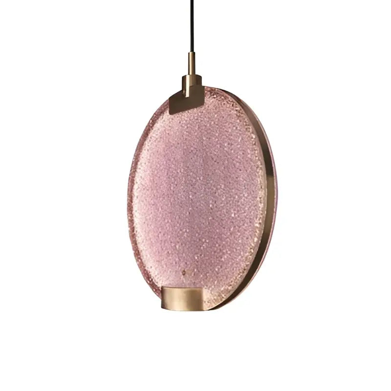 Art deco lavender glass horo led pendant light with pink textured glass and brass frame for kitchen decorbites pendant light