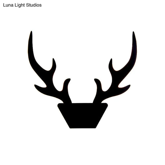 DecorBites™ Art Deco LED Antlers Acrylic Wall Sconce Light Fixture in Warm/White Light, White/Black Lamp