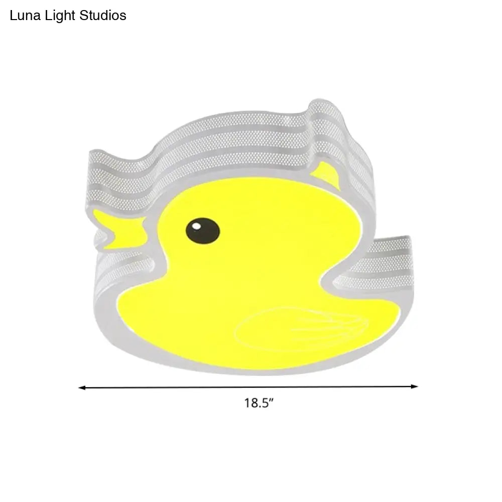 DecorBites™ Art Deco LED Ceiling Light: Duck Nursing Room Flush Mount Fixture in Yellow