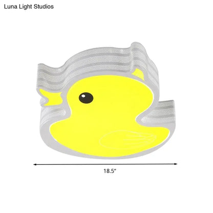 DecorBites™ Art Deco LED Ceiling Light: Duck Nursing Room Flush Mount Fixture in Yellow