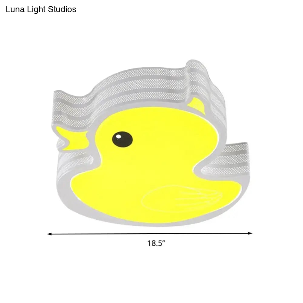 DecorBites™ Art Deco LED Ceiling Light: Duck Nursing Room Flush Mount Fixture in Yellow