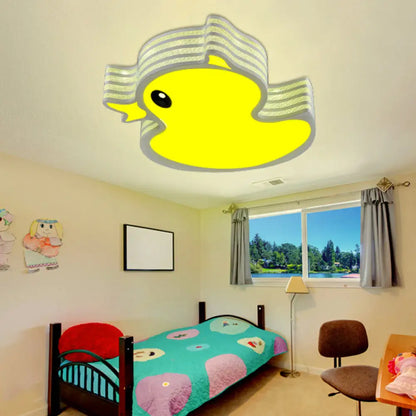 DecorBites™ Art Deco LED Ceiling Light: Duck Nursing Room Flush Mount Fixture in Yellow