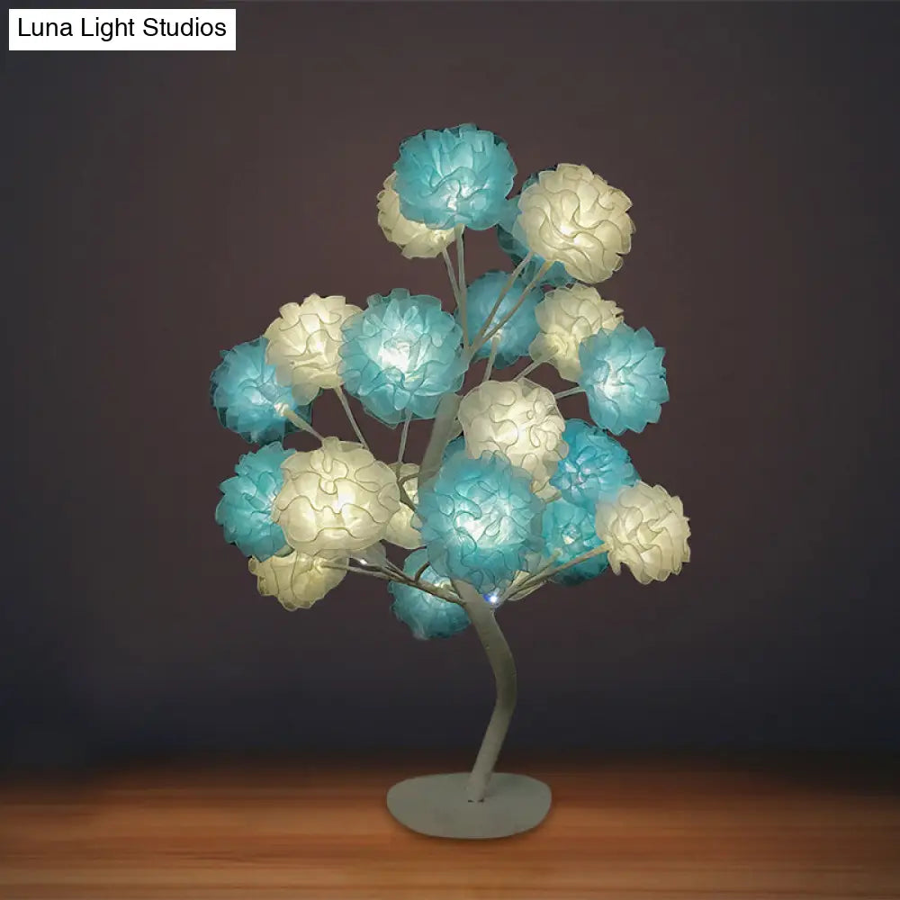 Lámpara de noche LED Art Déco: Luz nocturna floral con diseño ramificado - Blanca/Rosa/Azul para la decoración de la sala de estar