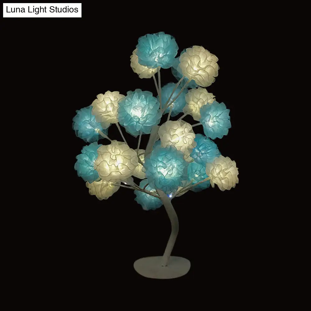 Lámpara de noche LED Art Déco: Luz nocturna floral con diseño ramificado - Blanca/Rosa/Azul para la decoración de la sala de estar