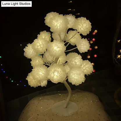 Lámpara de noche LED Art Déco: Luz nocturna floral con diseño ramificado - Blanca/Rosa/Azul para la decoración de la sala de estar