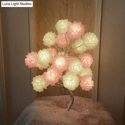 Lámpara de noche LED Art Déco: Luz nocturna floral con diseño ramificado - Blanca/Rosa/Azul para la decoración de la sala de estar