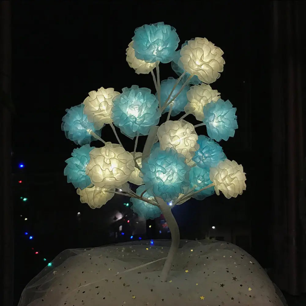 Lámpara de noche LED Art Déco: Luz nocturna floral con diseño ramificado - Blanca/Rosa/Azul para la decoración de la sala de estar