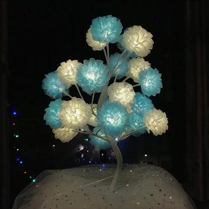 Lámpara de noche LED Art Déco: Luz nocturna floral con diseño ramificado - Blanca/Rosa/Azul para la decoración de la sala de estar