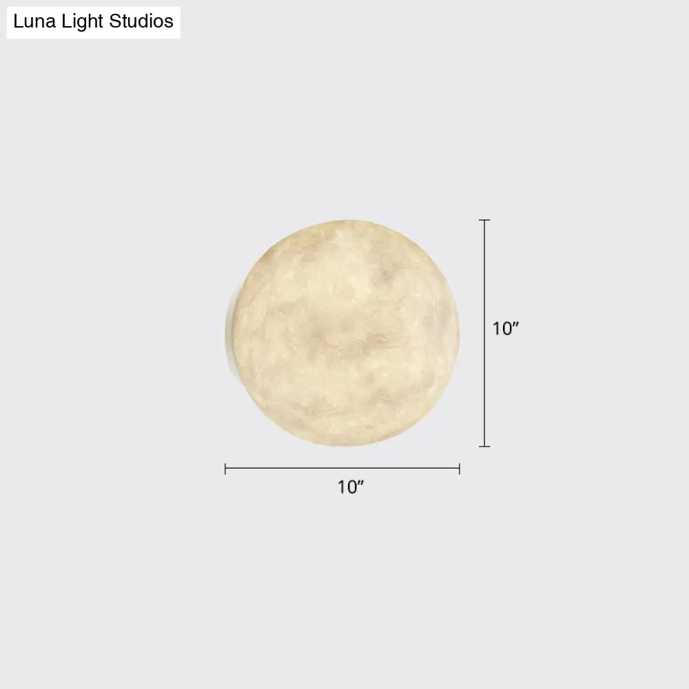 DecorBites™ DecorBites™ Art Deco LED Sconce Light: White Moon Flush Mount Wall Fixture with Resin Shade