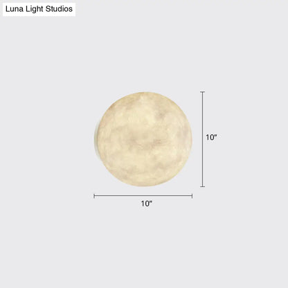 DecorBites™ DecorBites™ Art Deco LED Sconce Light: White Moon Flush Mount Wall Fixture with Resin Shade