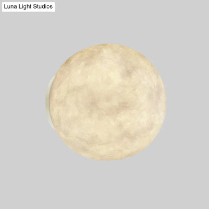 DecorBites™ DecorBites™ Art Deco LED Sconce Light: White Moon Flush Mount Wall Fixture with Resin Shade