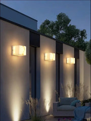 Modern art deco marble wall sconce with warm glowing alabaster-like light for living room decorbites collection