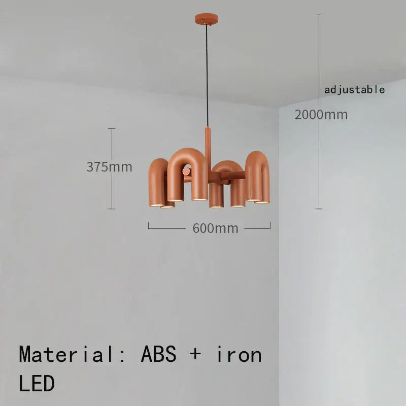 Modern terracotta-colored art deco metal pendant light with sleek abs and iron design for dining room decorbites art deco