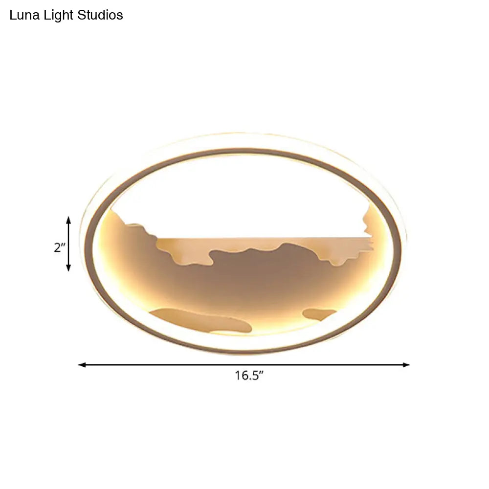 DecorBites™ Art Deco Metal LED Round Ceiling Light - White/Warm Light - Flush Mount for Living Room - Sizes: 16.5"/20.5"/23.5