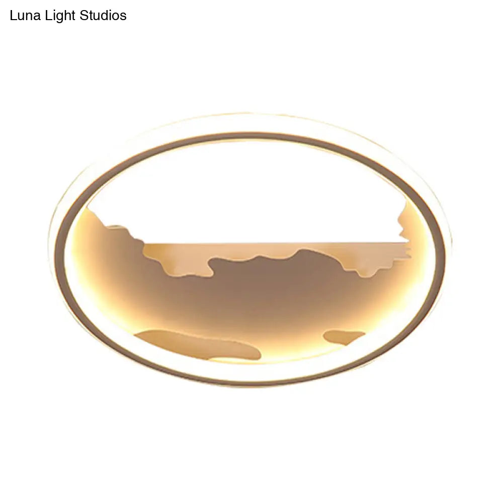 DecorBites™ Art Deco Metal LED Round Ceiling Light - White/Warm Light - Flush Mount for Living Room - Sizes: 16.5"/20.5"/23.5