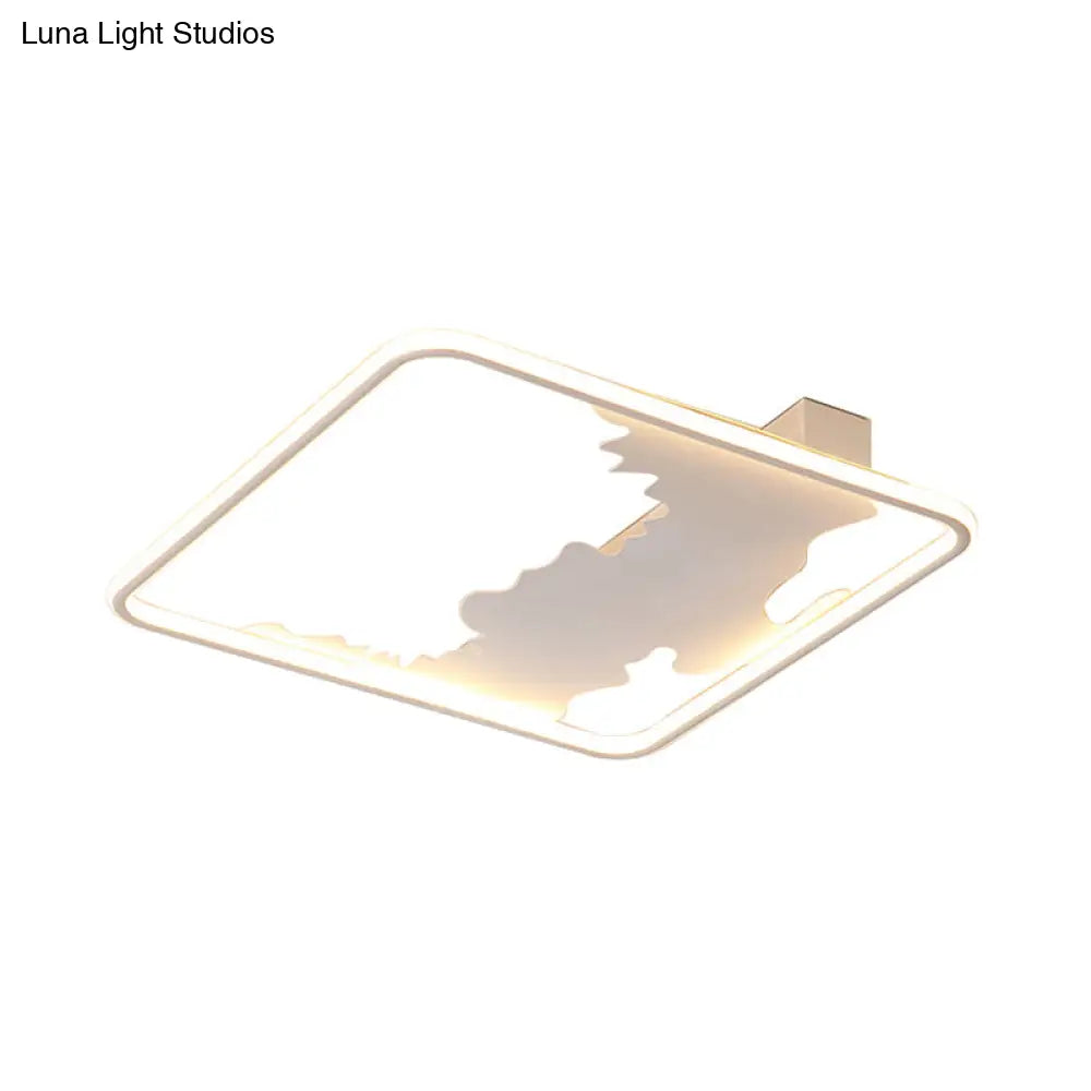 DecorBites™ Art Deco Metal LED Square Flush Mount Lighting in White/Warm Light, Various Width Options