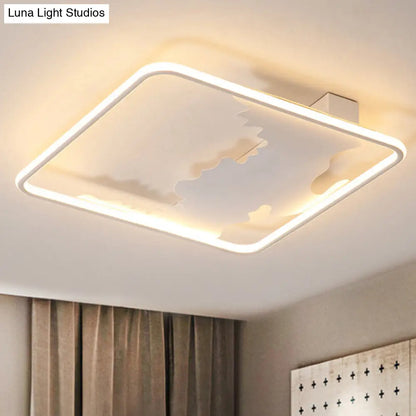 DecorBites™ Art Deco Metal LED Square Flush Mount Lighting in White/Warm Light, Various Width Options