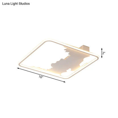 DecorBites™ Art Deco Metal LED Square Flush Mount Lighting in White/Warm Light, Various Width Options