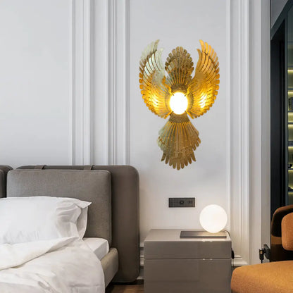 DecorBites™ DecorBites™ Art Deco Metal Phoenix Wall Light Sconce - Gold Finish for Living Room
