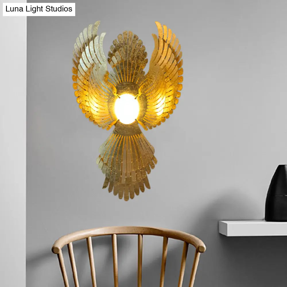 DecorBites™ DecorBites™ Art Deco Metal Phoenix Wall Light Sconce - Gold Finish for Living Room