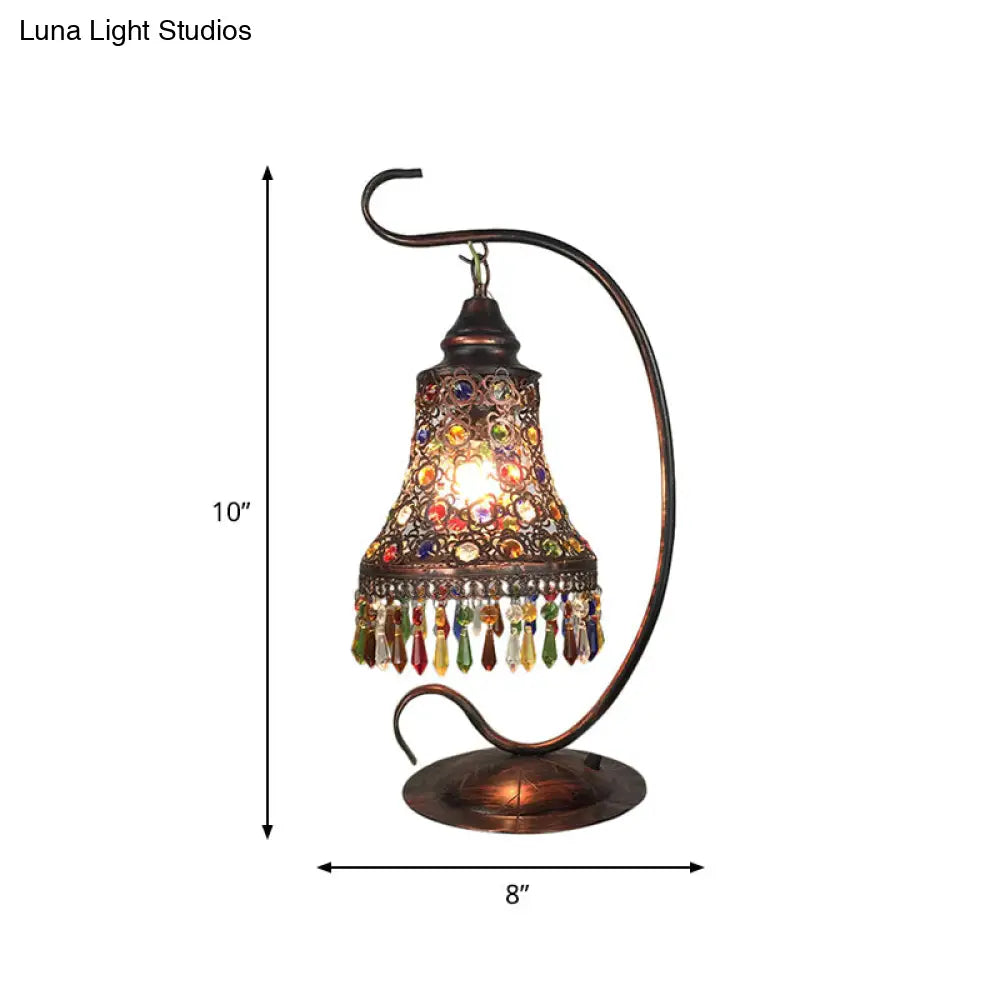 Lámpara de mesilla Art Déco de metal oxidado - Cabezal acampanado - Iluminación para sala de estar