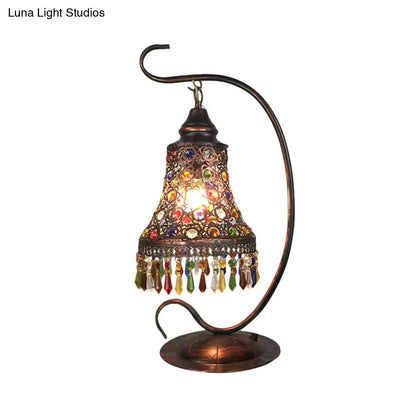 Lámpara de mesilla Art Déco de metal oxidado - Cabezal acampanado - Iluminación para sala de estar