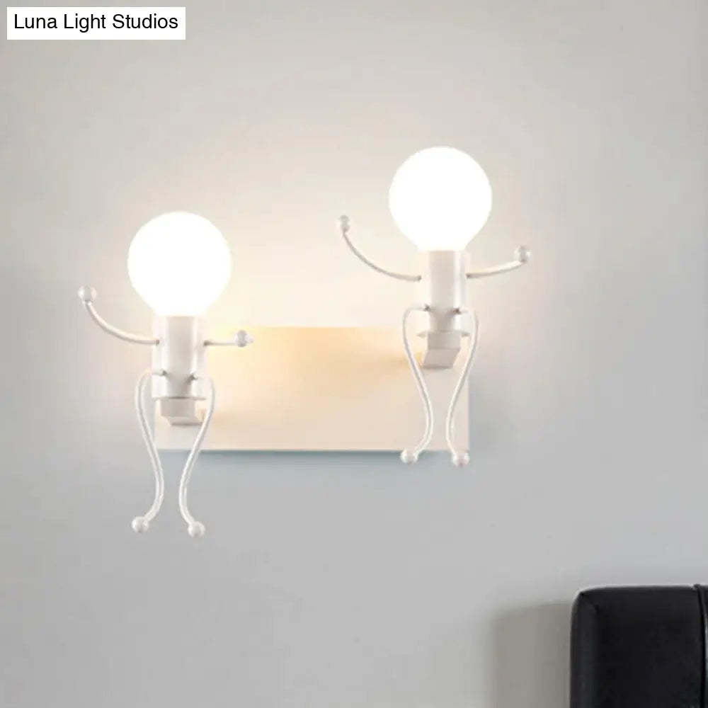 Aplique de pared Art Déco con forma humana metálica - Blanco y negro, luz de noche (1/2 cabezal)