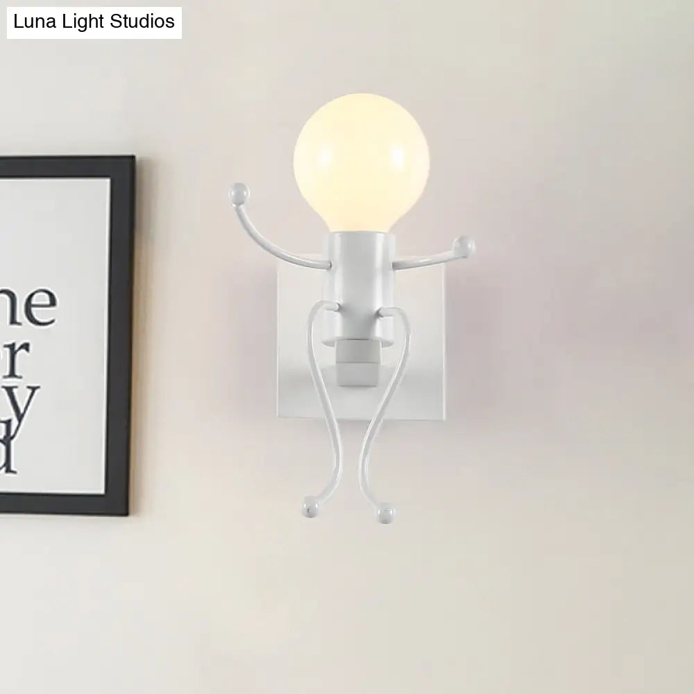 Aplique de pared Art Déco con forma humana metálica - Blanco y negro, luz de noche (1/2 cabezal)